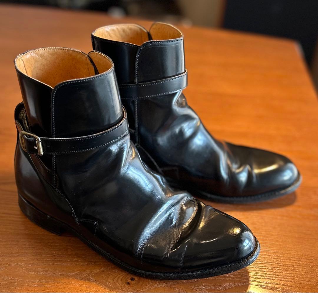 ★英国ハンドクラフト★ブラックレザージョッパーブーツ【状態良】検トリッカーズ