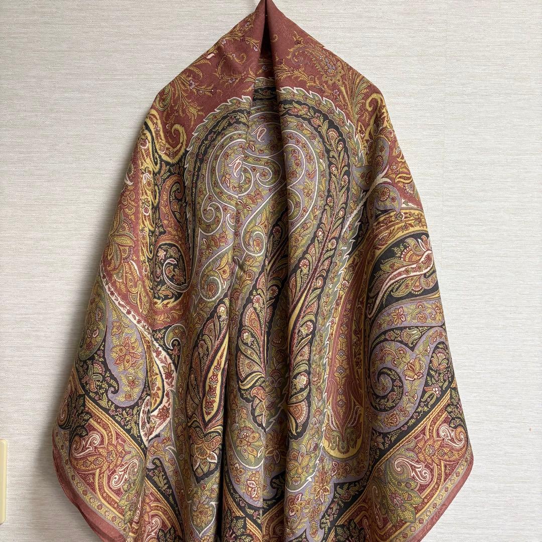 ETRO エトロ 大判 ストール ペイズリー 正方形 シルク ウール
