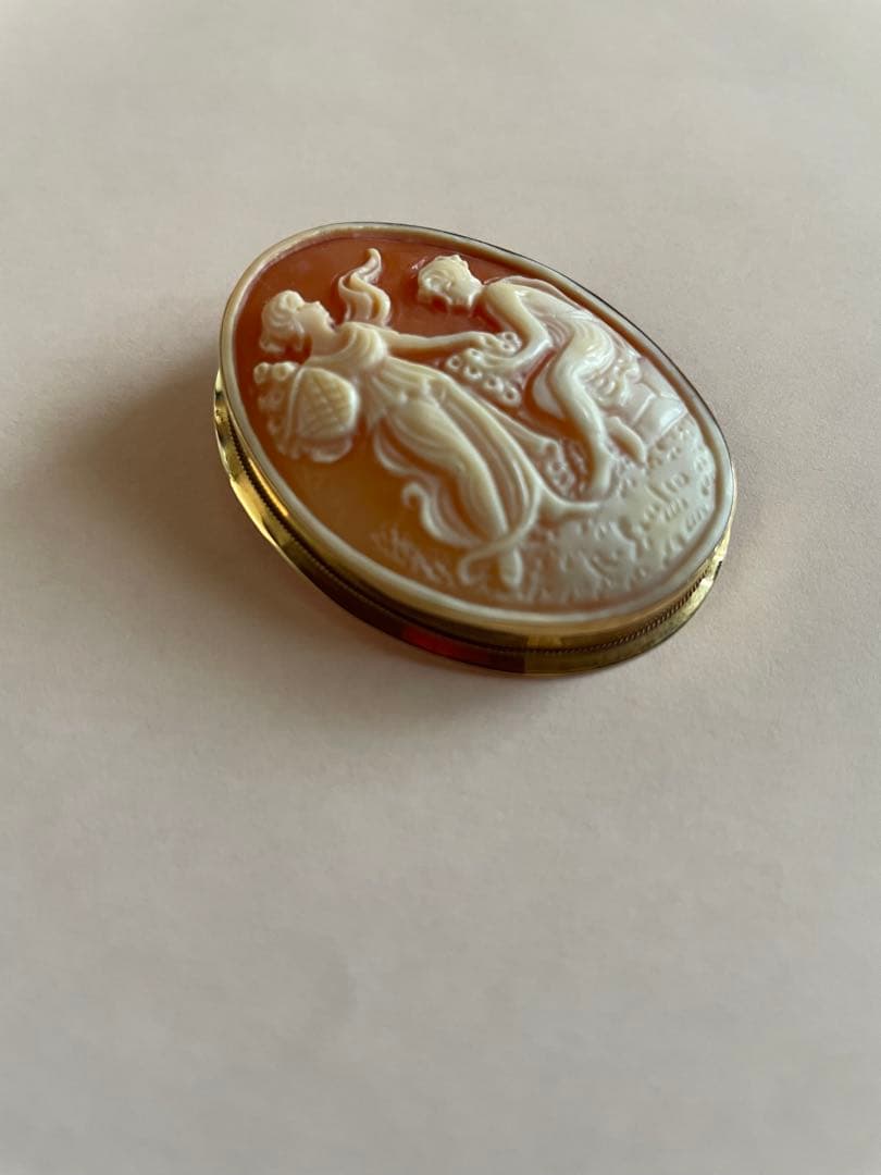 ヴィンテージ　シェルカメオ2wayペンダント18k