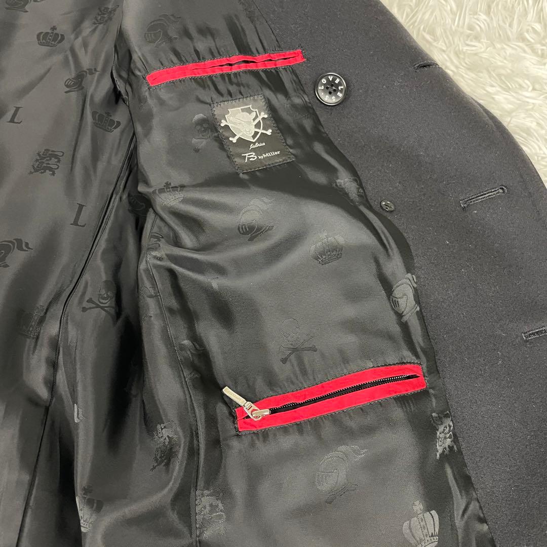 超極美品✨ラブレス✨ダブルチェスターコートロング丈✨L✨ナポレオン✨ロゴ柄✨総柄