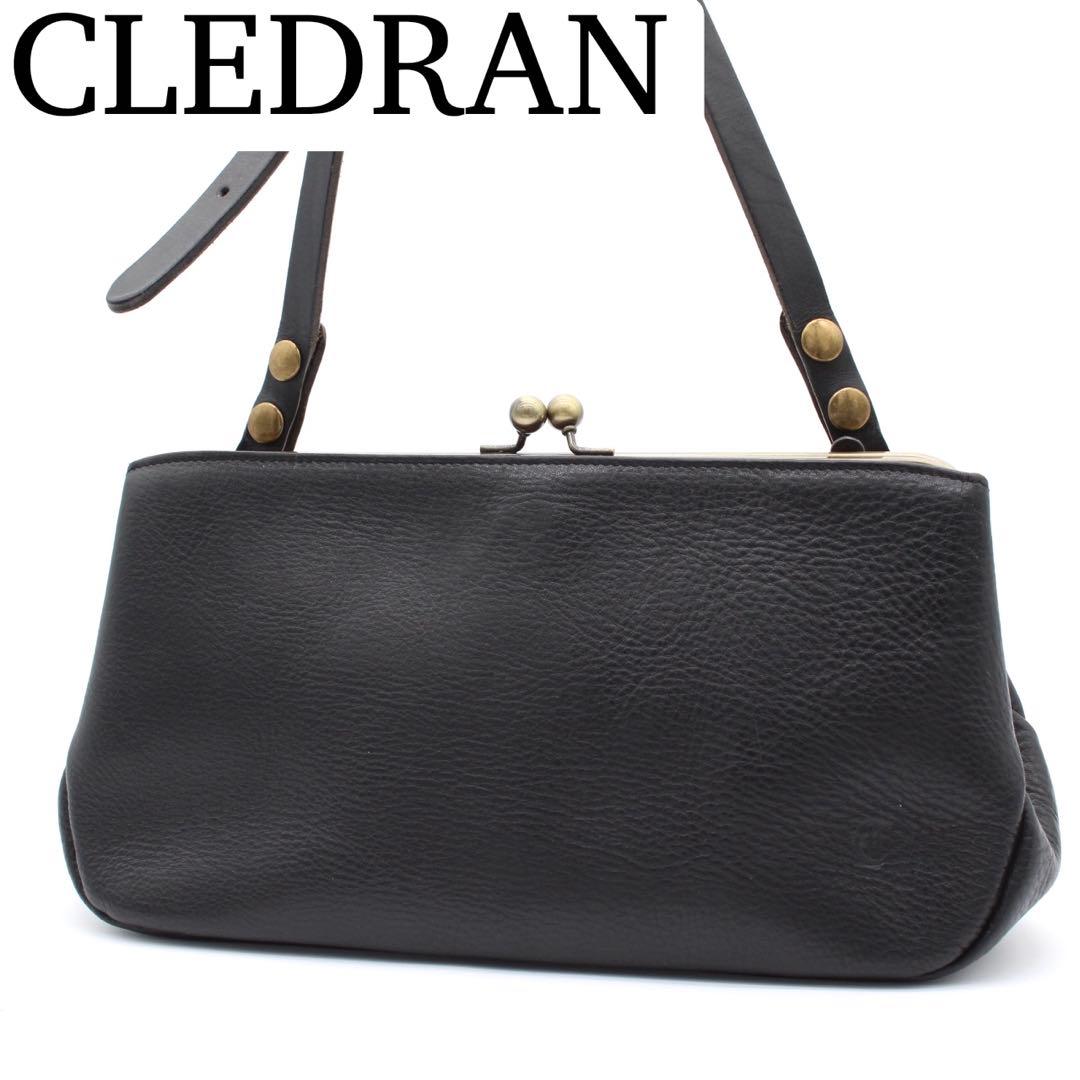 【美品】CLEDRAN ノム がま口 ポシェット ショルダーバッグ ブラック
