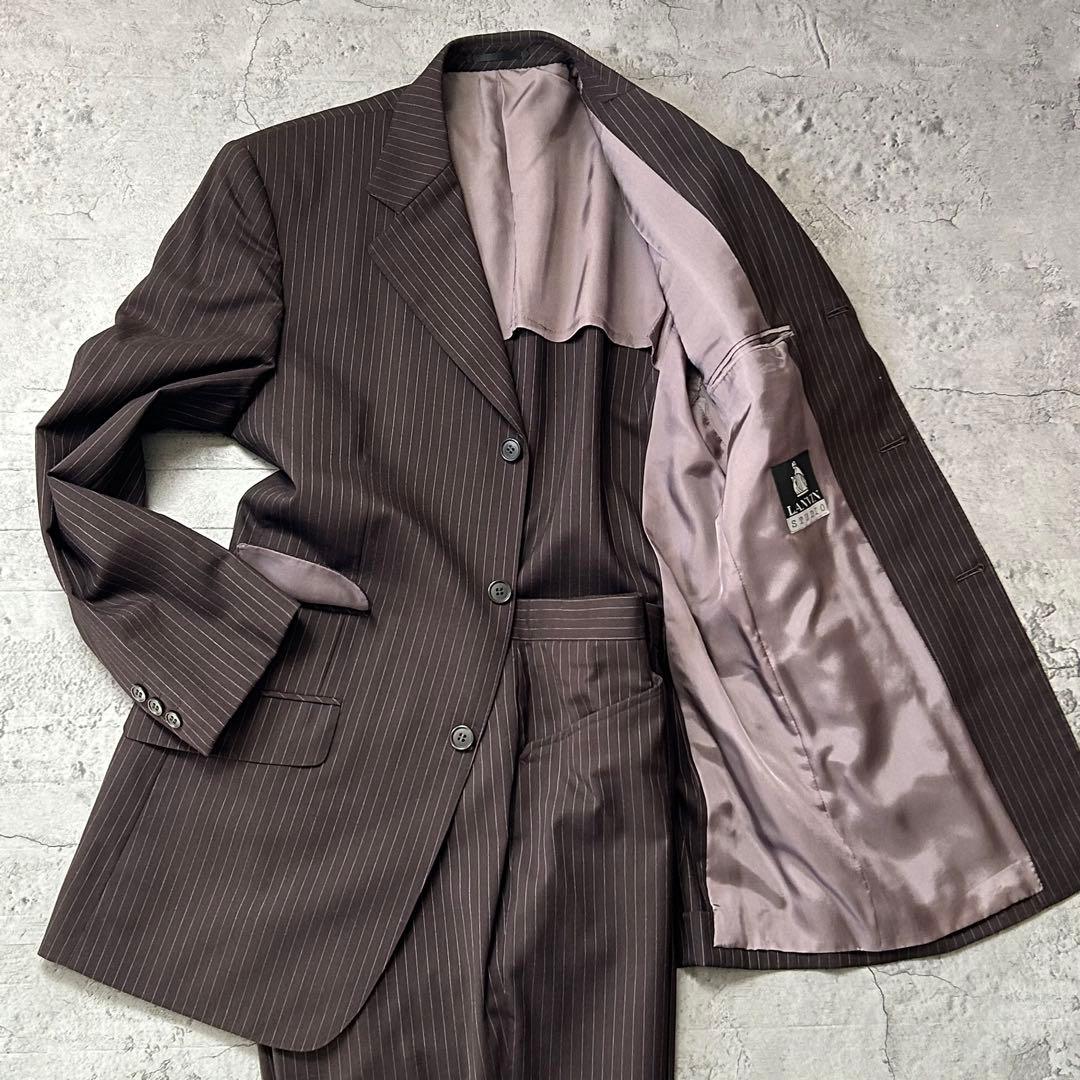 極美品 LANVIN モッズスーツ ストライプ L相当 50 高級 スーツ