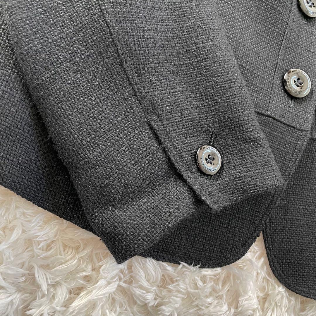 【美品】サイズ44 Burberry ノーカラージャケット 黒　日本製