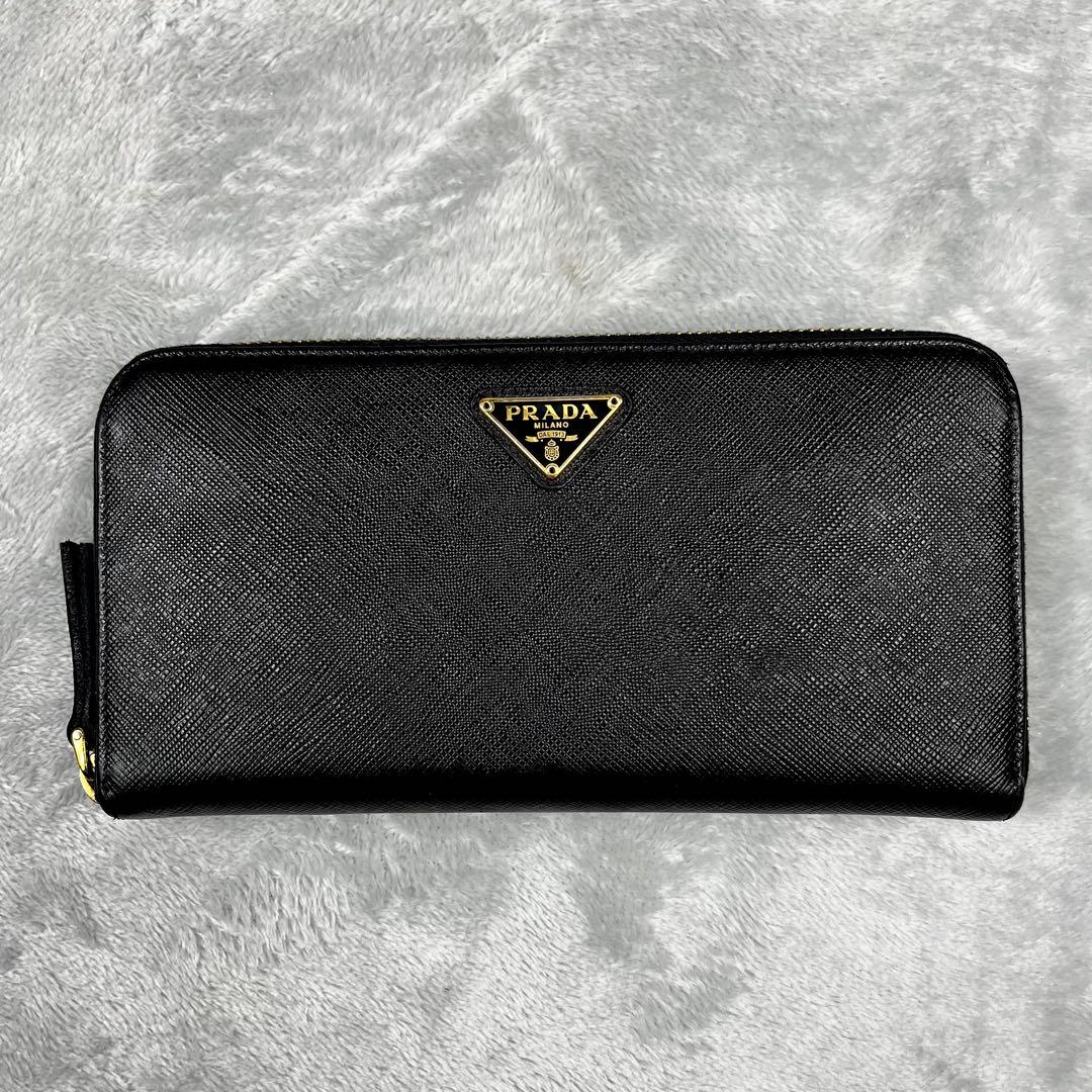Prada プラダ ラウンドファスナー 長財布 ブラック 黒 三角ロゴ