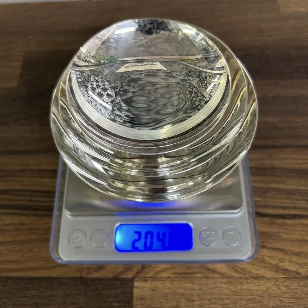 純銀 三段盃セット 計204g 刻印あり 銘入れあり 銀盃 銀製 酒器 工芸品