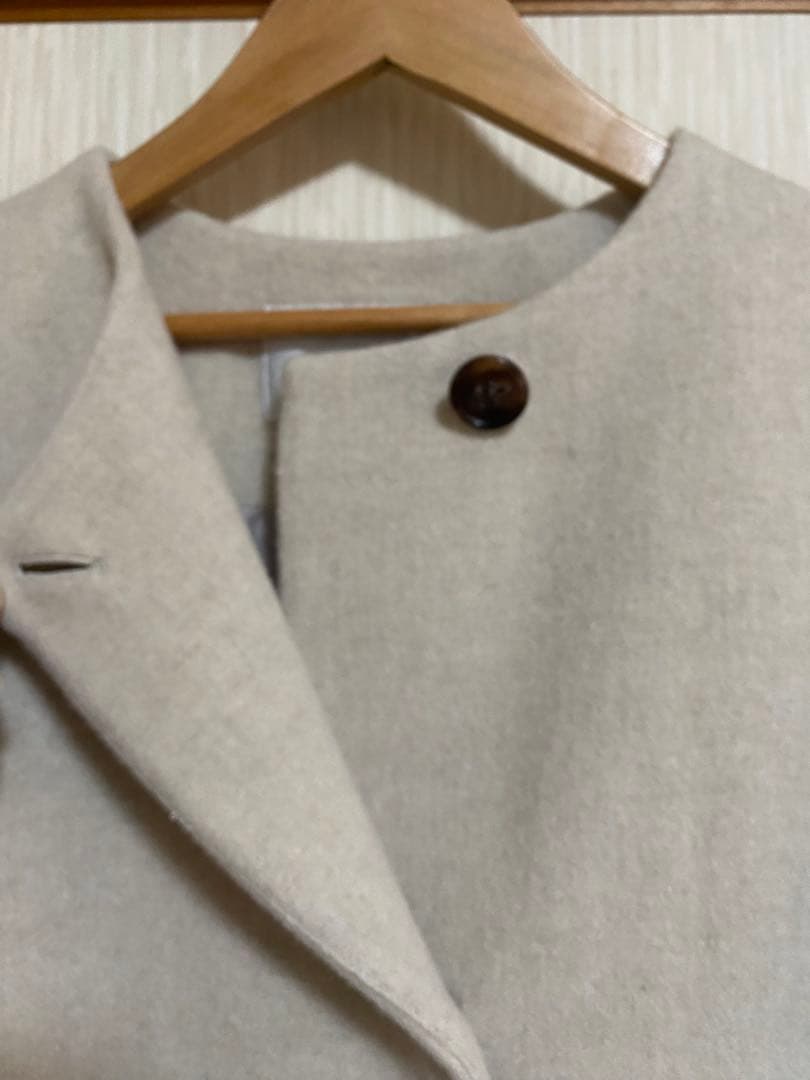 美品NATURAL BEAUTY BASIC カシミア混ノーカラーコート