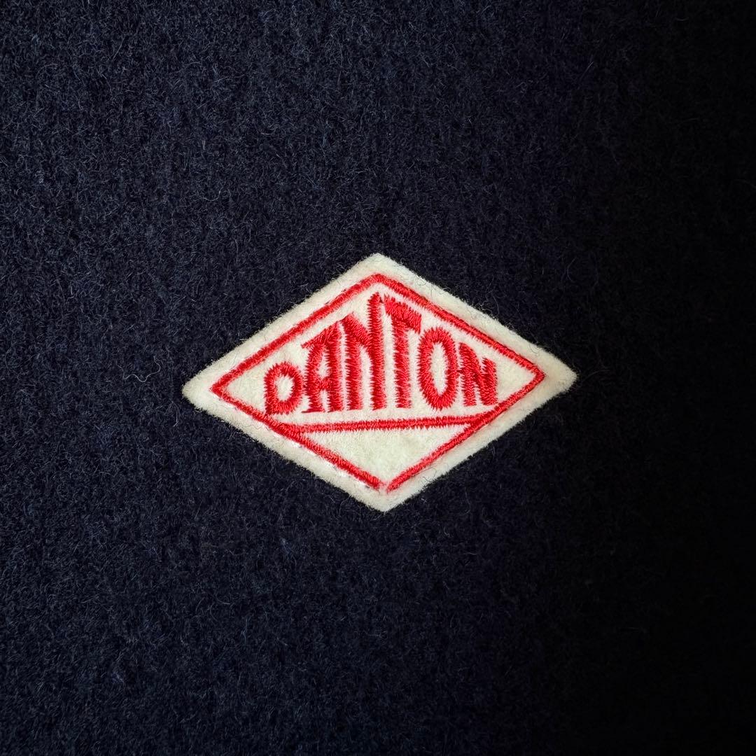 美品✨ DANTON ウールモッサ ノーカラージャケット 紺38 丸ポケット