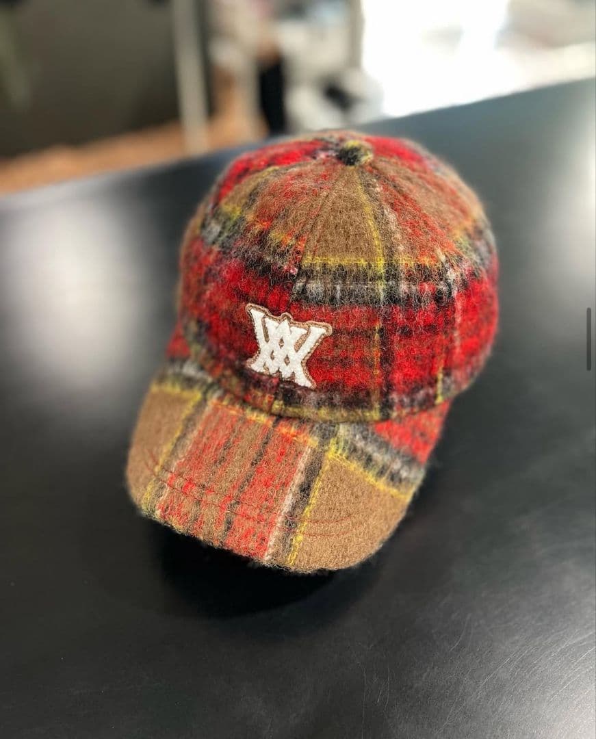 【極美品】ANEW ゴルフ　チェックキャップ レッド　ユニセックス 男女兼用