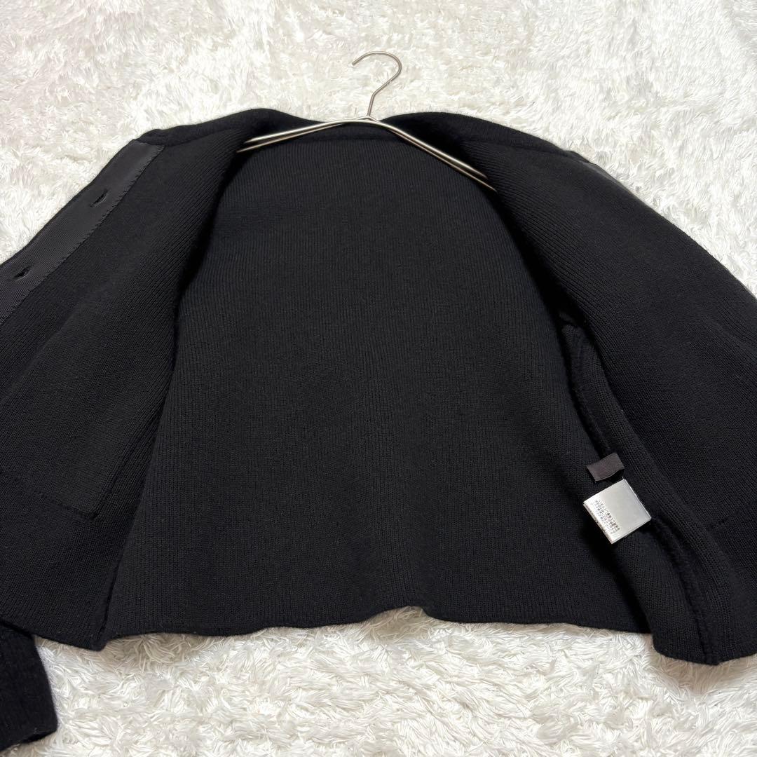 anuans ラクーンブレンドノーカラーニットジャケット ブラック　カーディガン