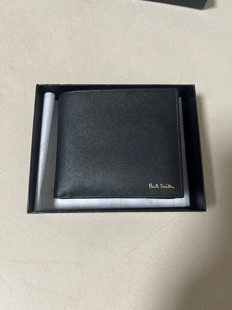 新品　Paul Smith ポールスミス 二つ折り財布 黒　マルチストライプ