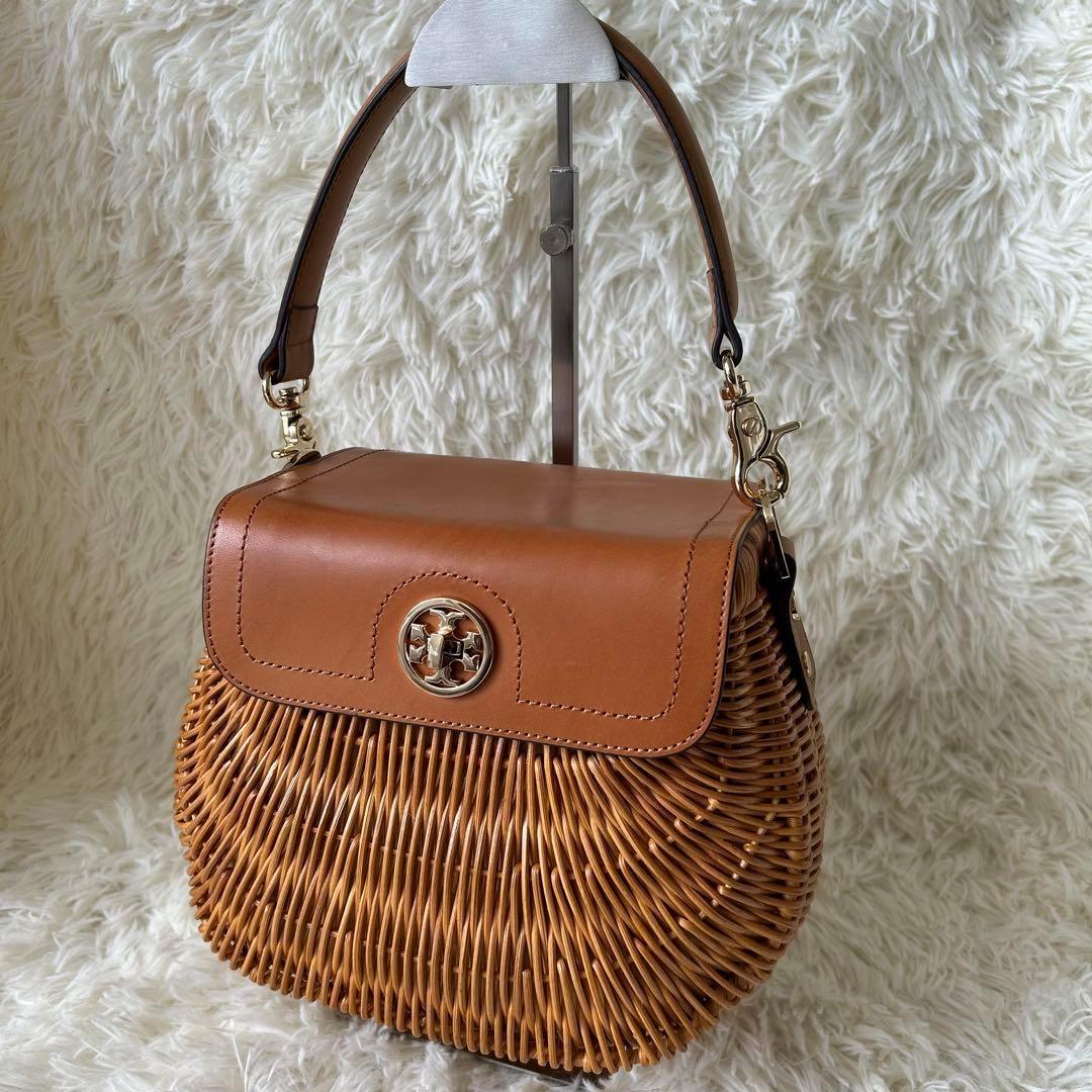 トリーバーチ かごバッグ ハンドバッグ バッグ　ナチュラルラタン