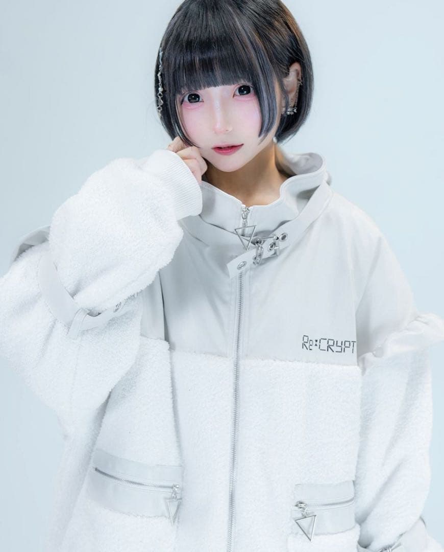 【Re:CRYPT】ベルトPU切り替えフェイクファージャケット / ブルゾン
