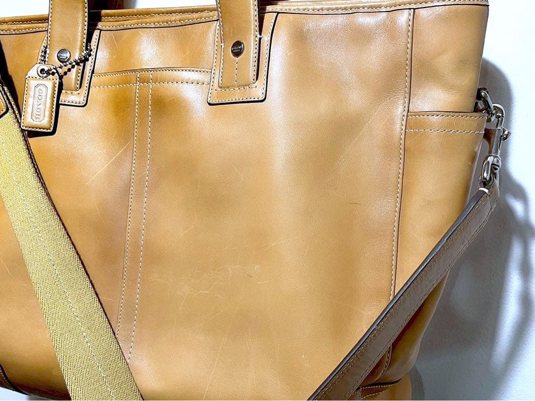 Coach コーチ オールレザーショルダー トートバッグ　旅行カバン