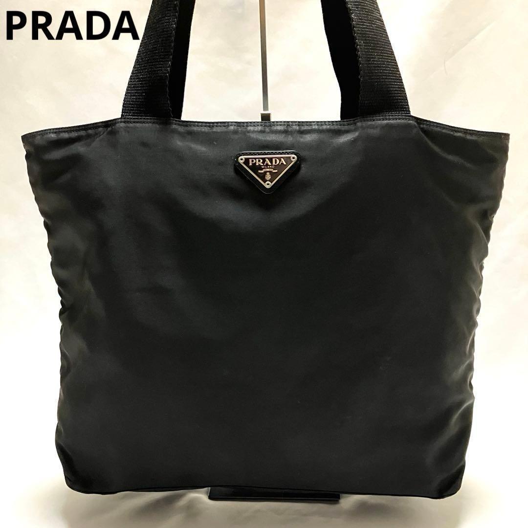 Grin プラダ トートバッグ 大容量 テスートナイロン 三角ロゴ 黒