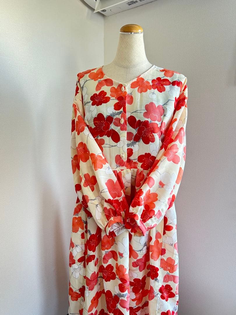 着物リメイク梅柄ワンピース