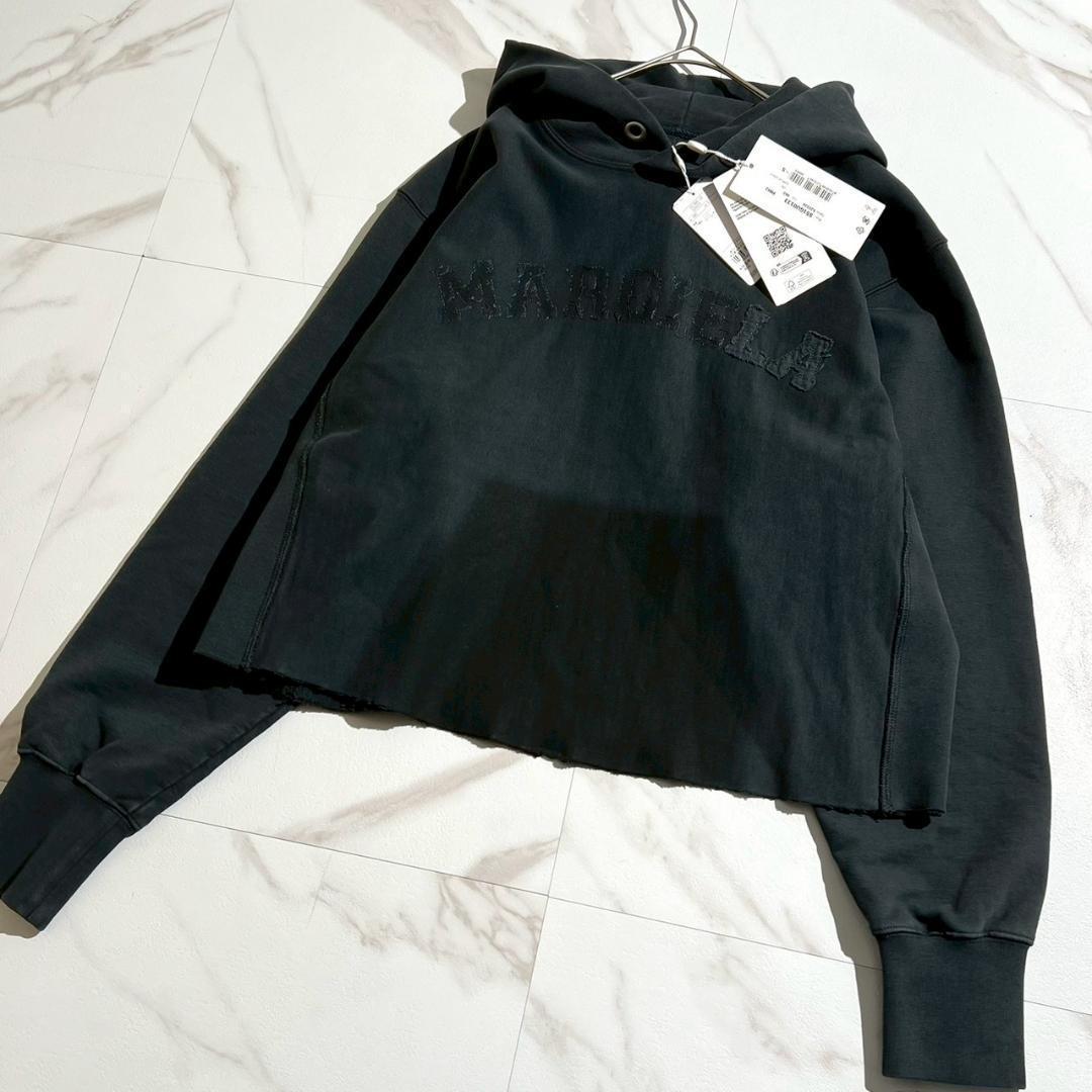 24aw　未使用　メゾンマルジェラ　クロップドフーディ　ロゴ刺繍　トロンプルイユ