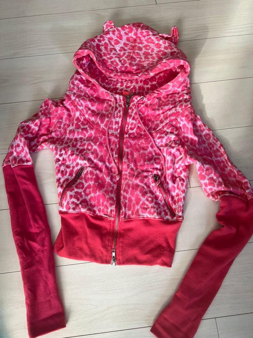 JBG レオパード柄 フード付きパーカー