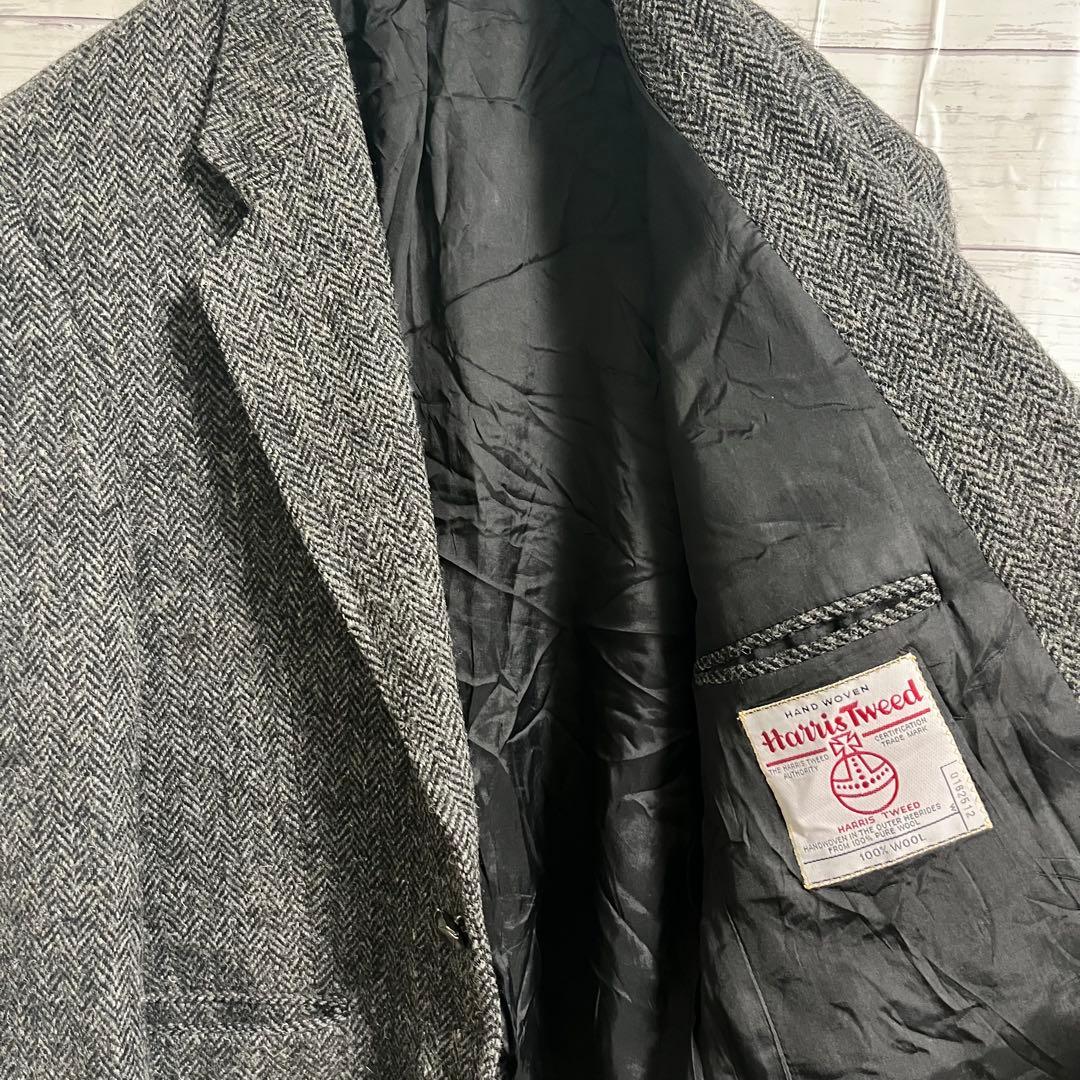 Harris Tweed ウール テーラードジャケット 英国製　グレー L