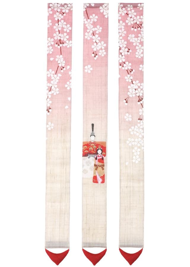 おひな様　タペストリー　三連　「桜花雛」