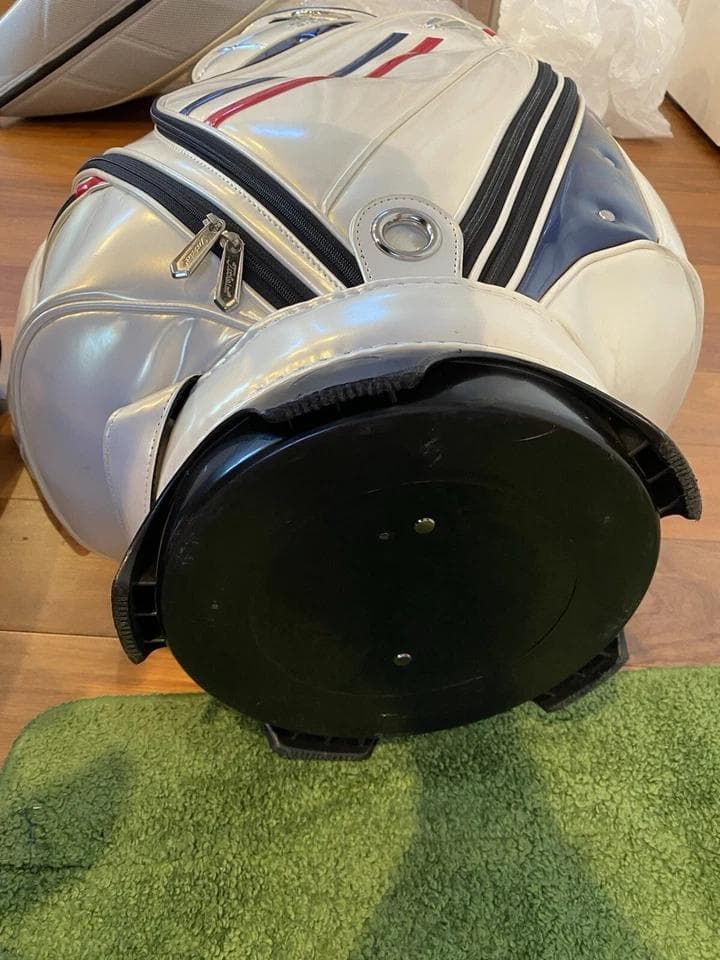 タイトリスト エナメル ゴルフバッグ カート キャディバッグ　青/赤ライン