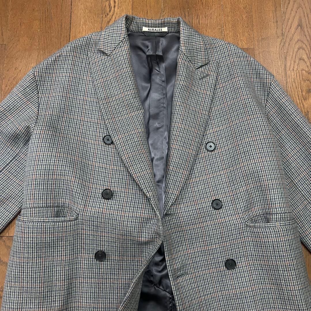 極美品 オーラリー ダブルブレストコート ガンクラブチェック サイズ0