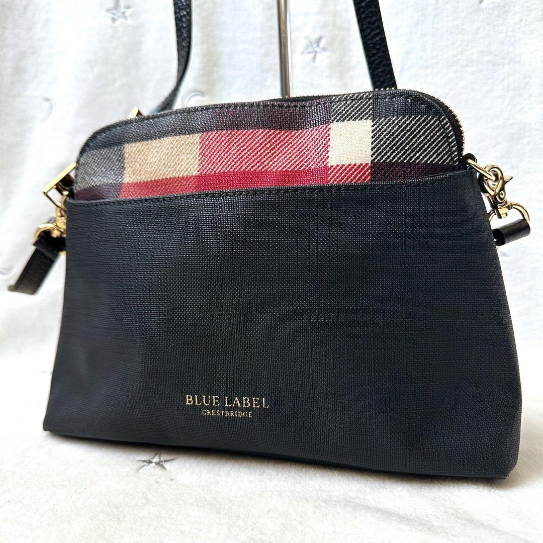 ブルーレーベルクレストブリッジ　ショルダーバッグ　CBチェック　ゴールド金具　黒