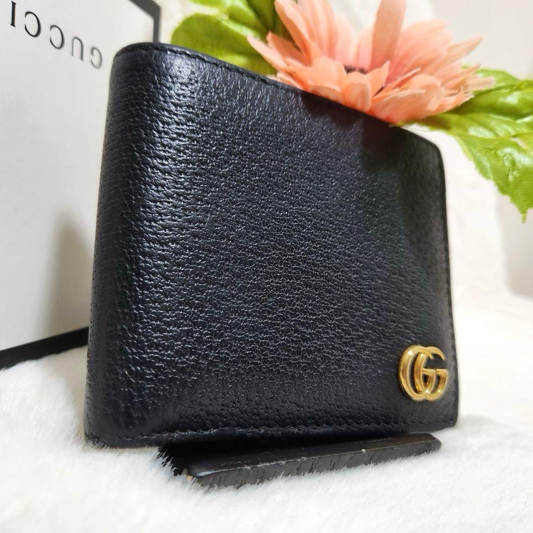 ✨未使用級　付属品完備✨グッチ　二つ折り　小銭入れ　マーモント　ブラック　レザー