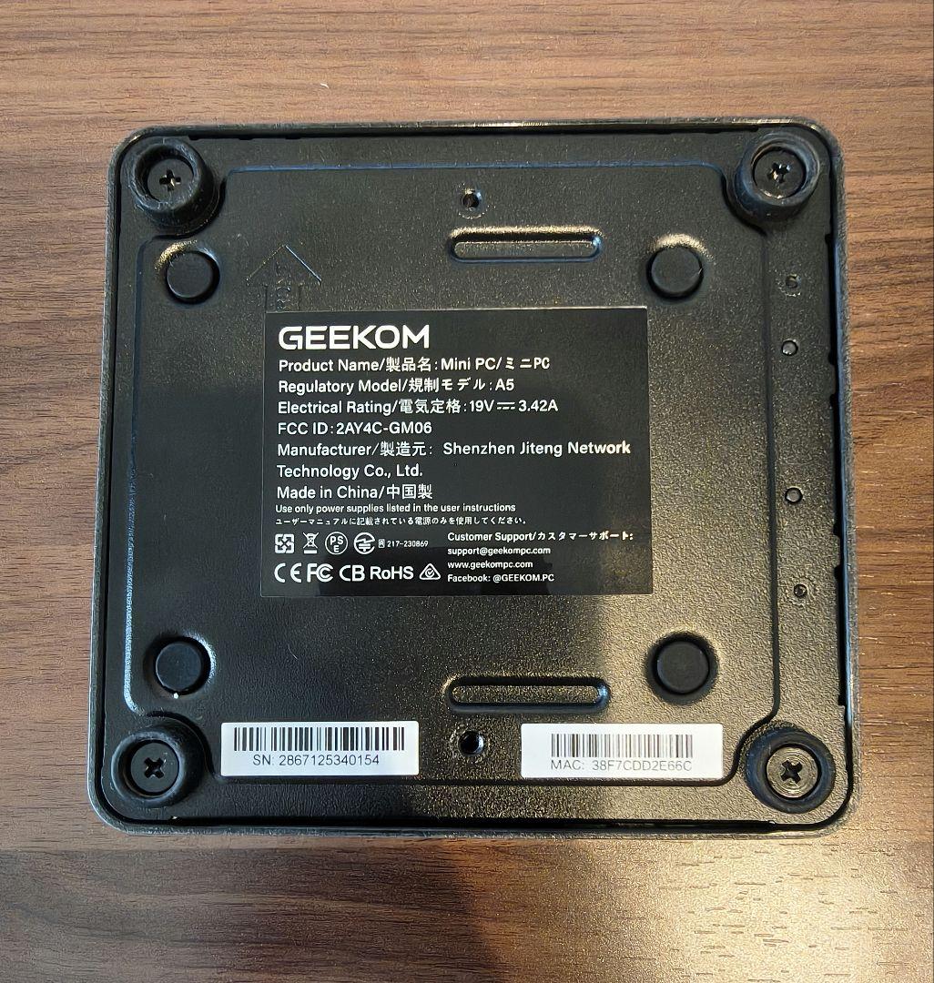 GEEKOM A5 ミニPC R5-7430U / 16GB / 512GB