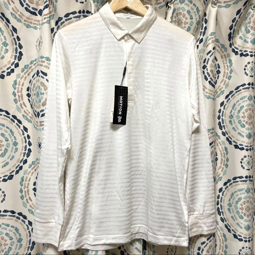新品　カルバンクライン　ゴルフ　ゴルフウェア　日本製　長袖ポロシャツ　ホワイト