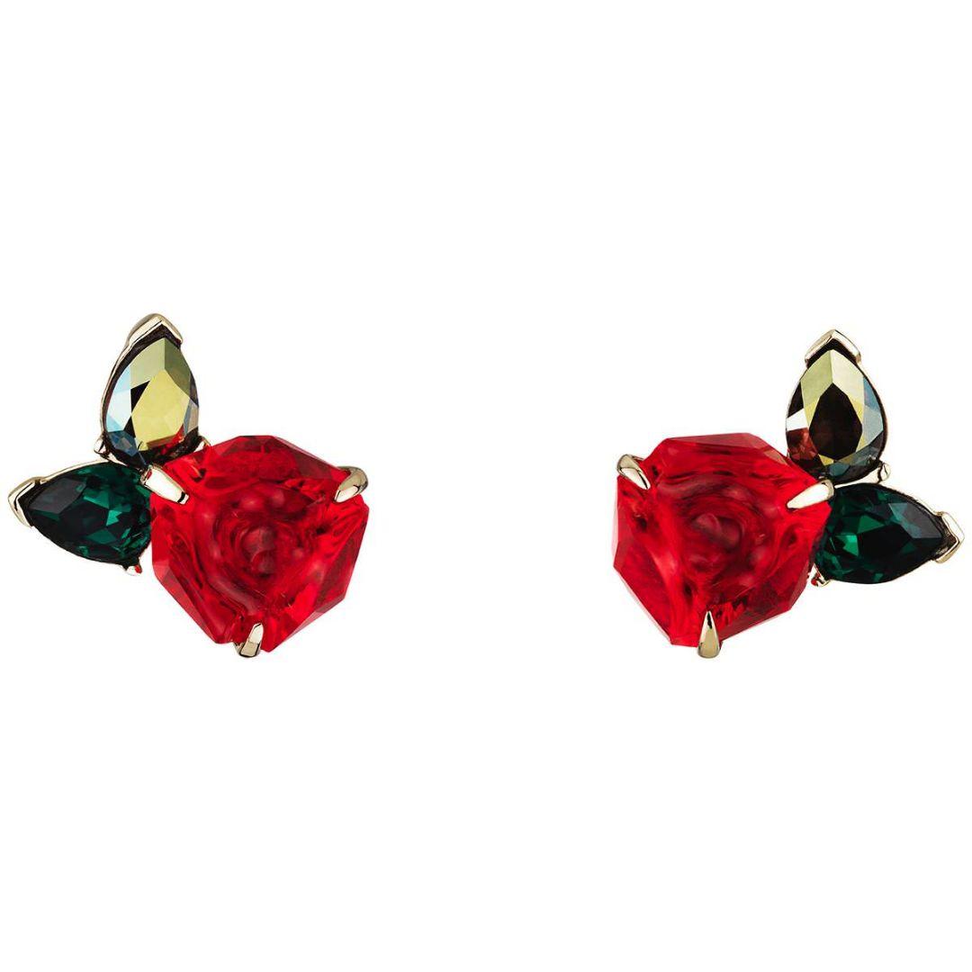 Swarovski & Disney/ 美女と野獣 赤い薔薇デザイン ピアス