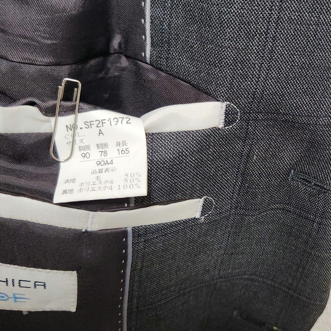 オリヒカ　メンズ　スーツ　スリーピース　グレー　チェック　ストレッチ　標準体型