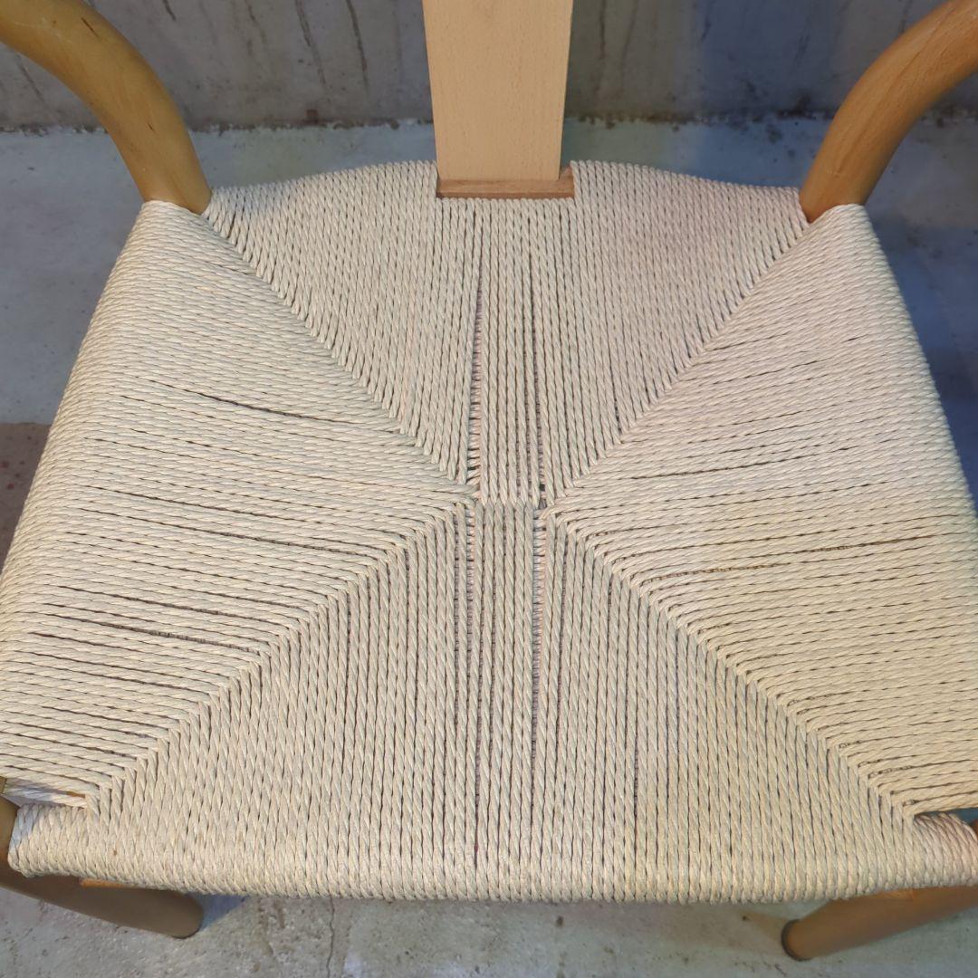 美品！ペーパーコード 天然木アームチェア ダイニングチェア Yチェア風 曲木 ③