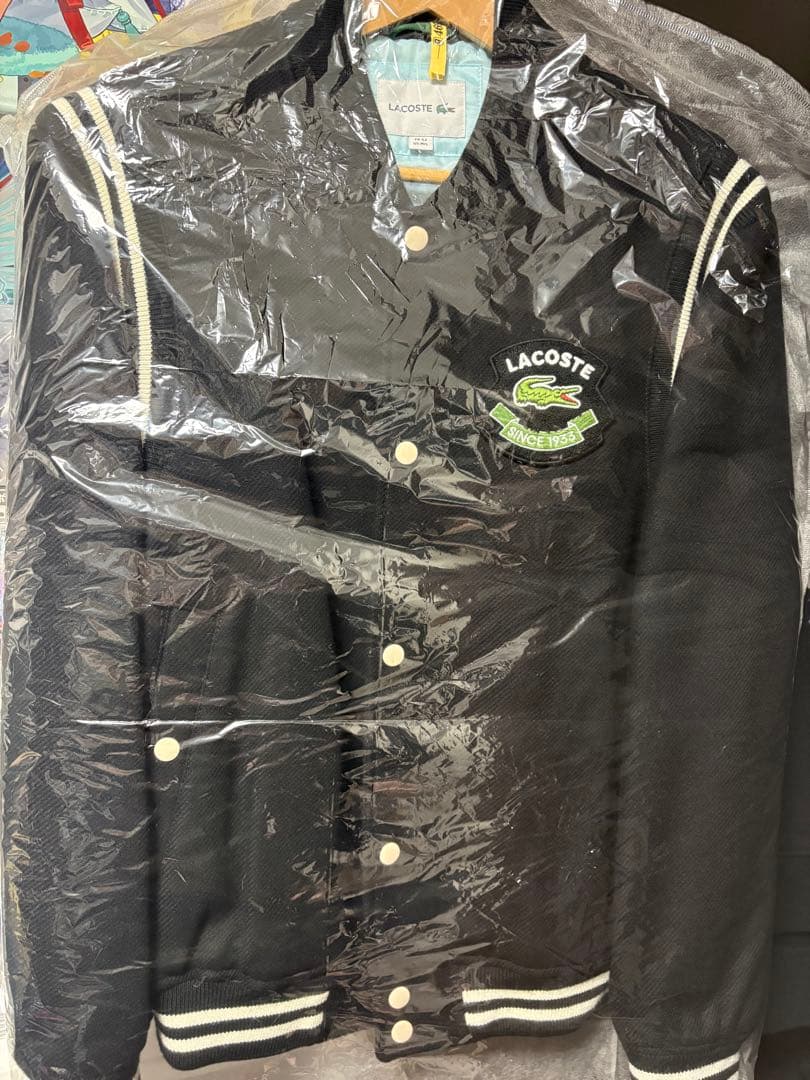 ラコステ バーシティジャケット スタジャン FR:52 XL相当 ウール ダウン