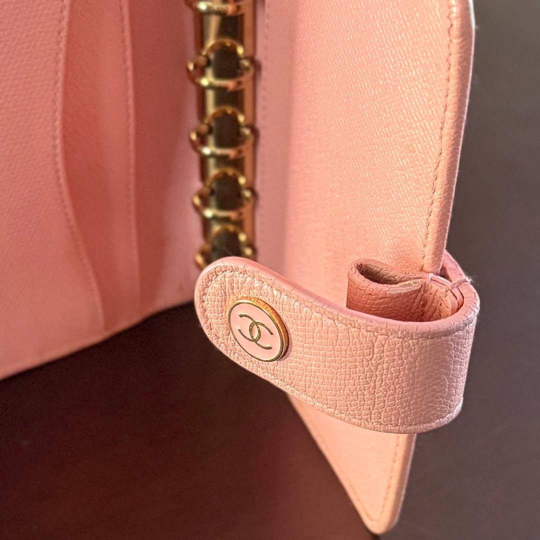 CHANELココボタンA6手帳ピンクキャビアアジェンダ6穴ギャランティカード付