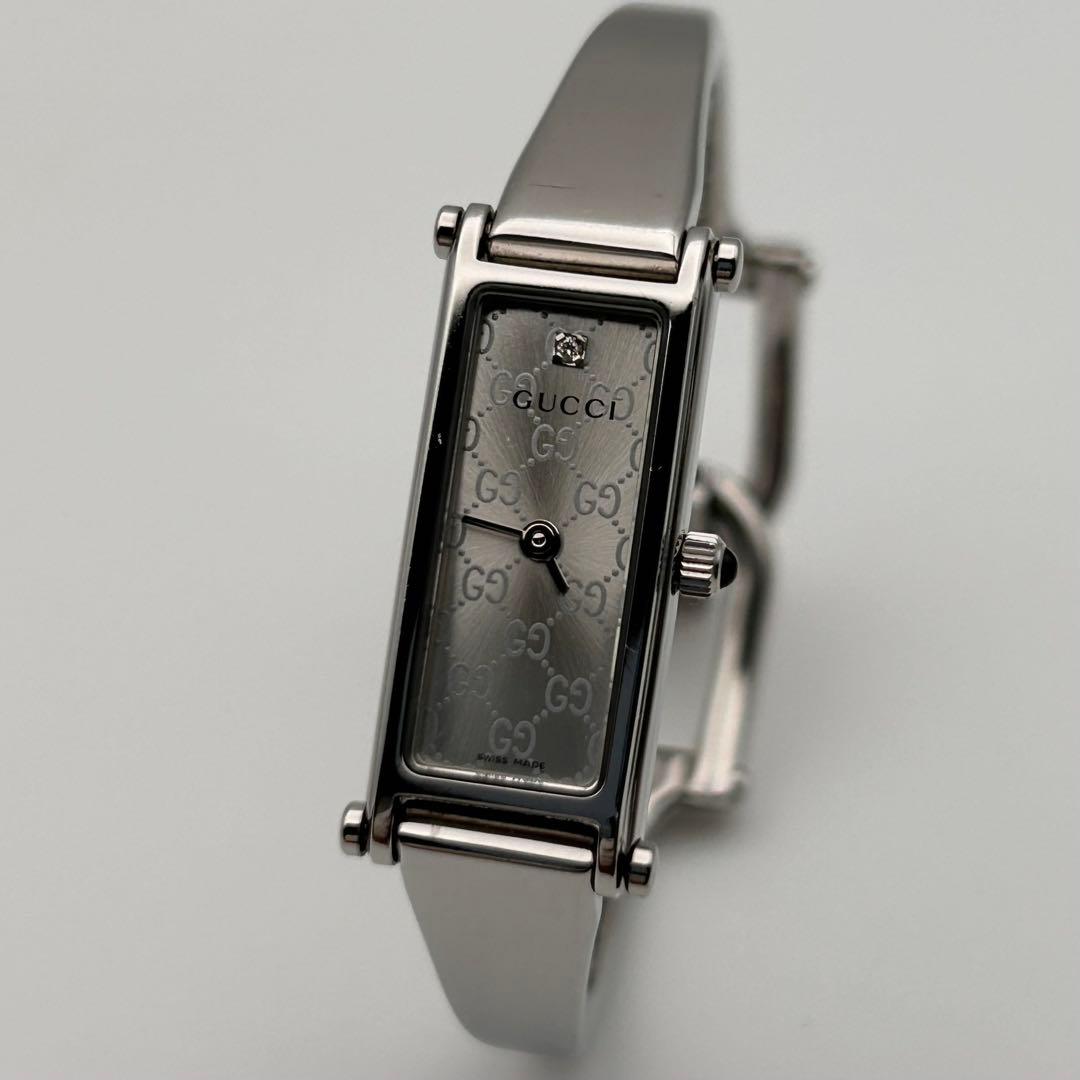 【箱有 新品電池 稼働】GUCCI 1500L GG ダイヤ バングルウォッチ