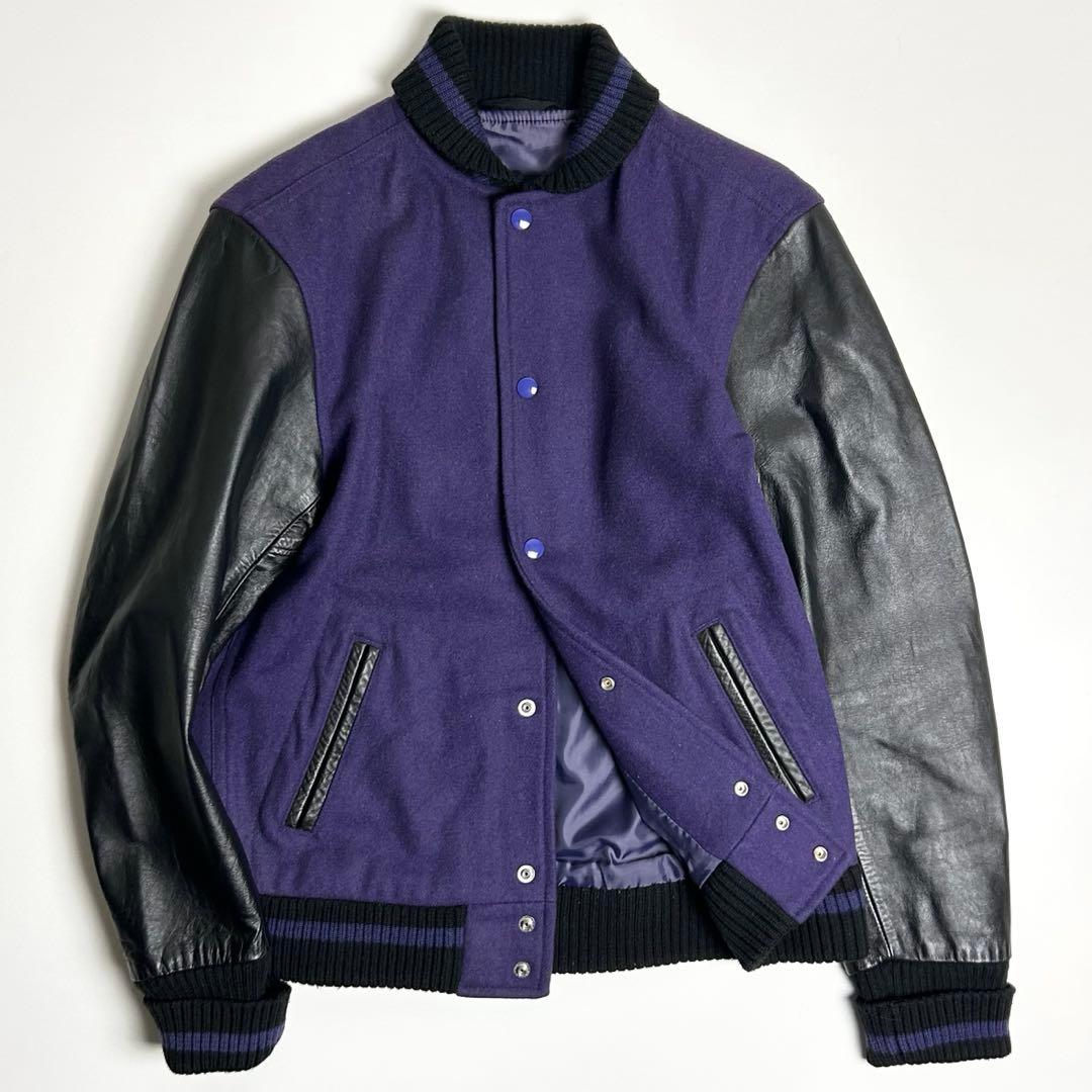 00s【美品】BEAMS/ビームス/袖レザースタジャン/アワードジャケット/牛革