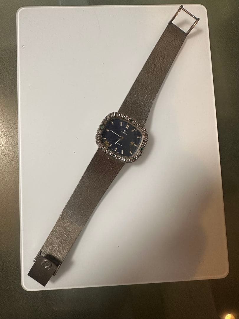 OMEGA 手巻き時計 青文字盤 ストーン装飾　オメガ ジュネーブ