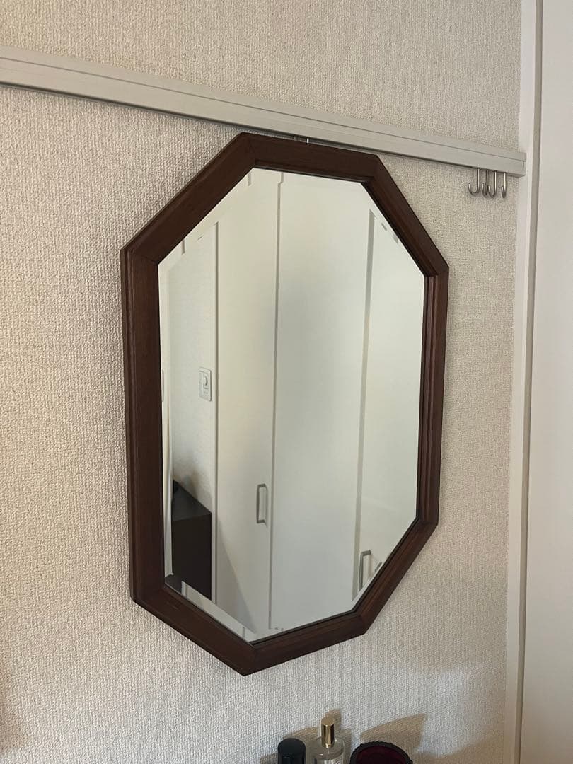 maruni 地中海シリーズ　マルニ木工　ミラー49 八角形壁掛け鏡 ブラウン