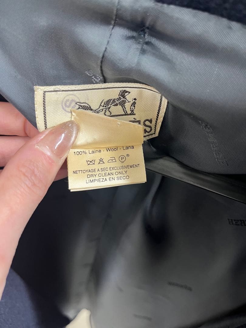 HERMES エルメス ヴィンテージ ダッフルコート ネイビー 52