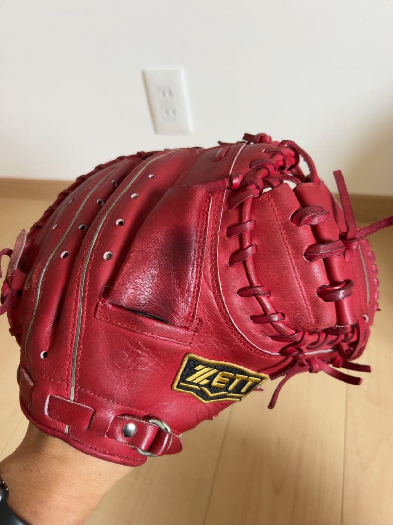 ZETT 赤 軟式 キャッチャーミット 右投げ用