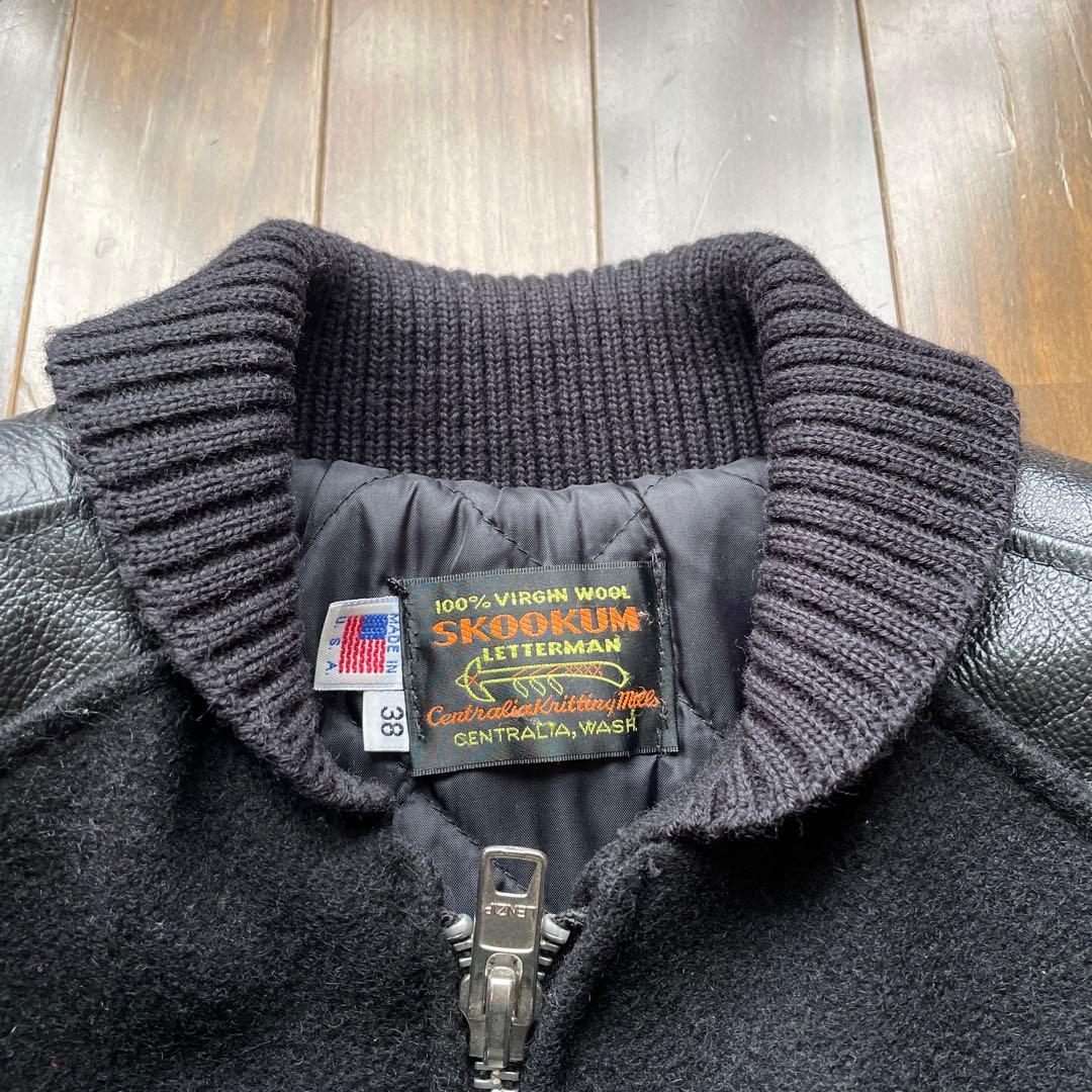 ウールレザー ジップアップスタジャン