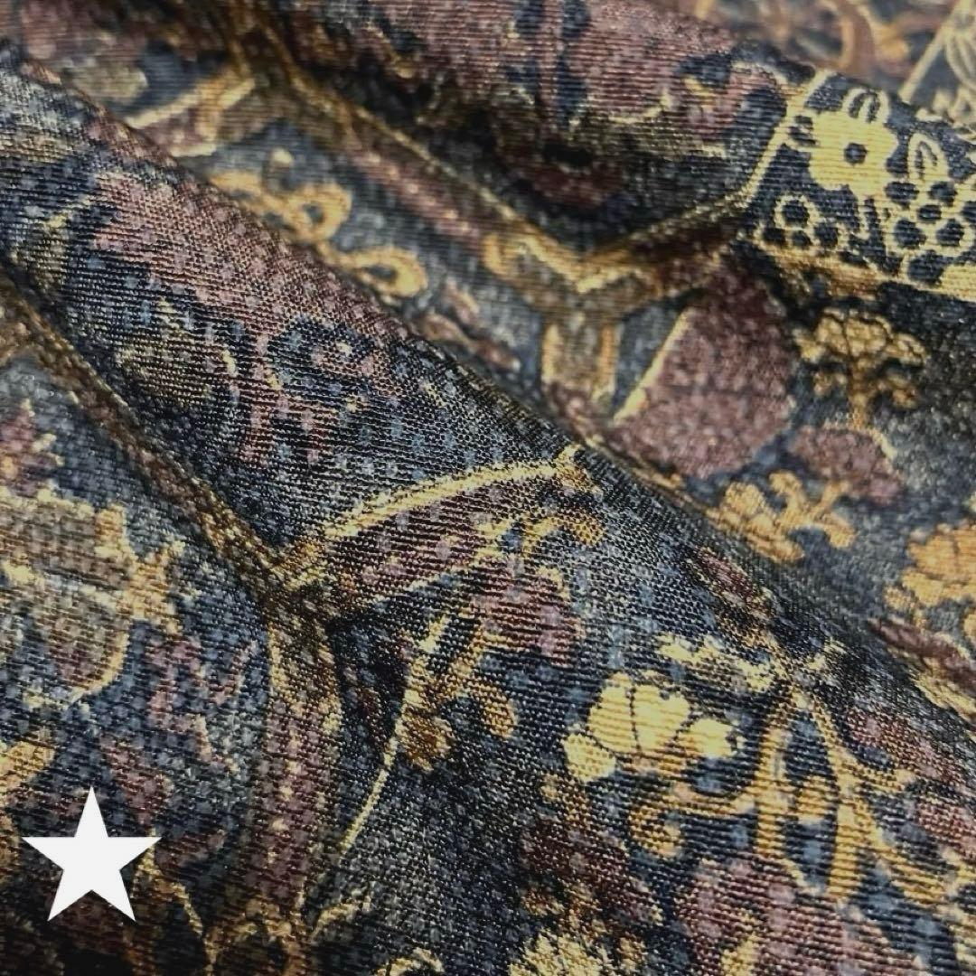 【NEW】美品♡ 切り嵌め 更紗文様 唐草模様 渋みパープルブルー系 正絹 小紋