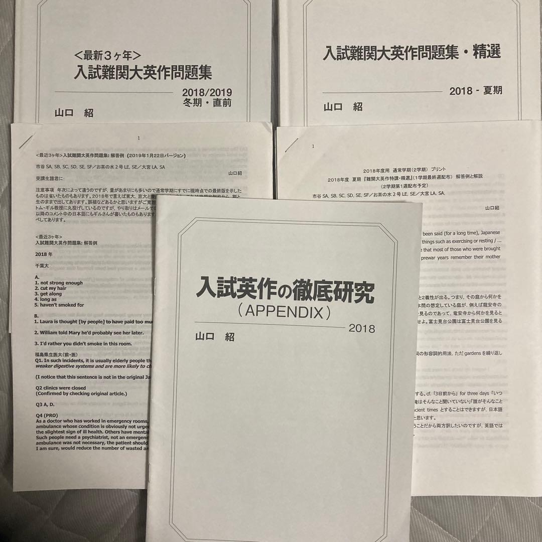 駿台 山口紹 入試難関大英作問題集+解答解説+入試英作の徹底研究