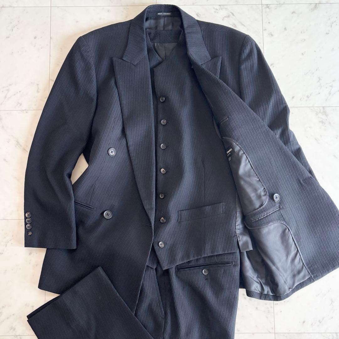 メンズティノラス 3ピース ストライプ ダブル セットアップ スーツ ジレ M