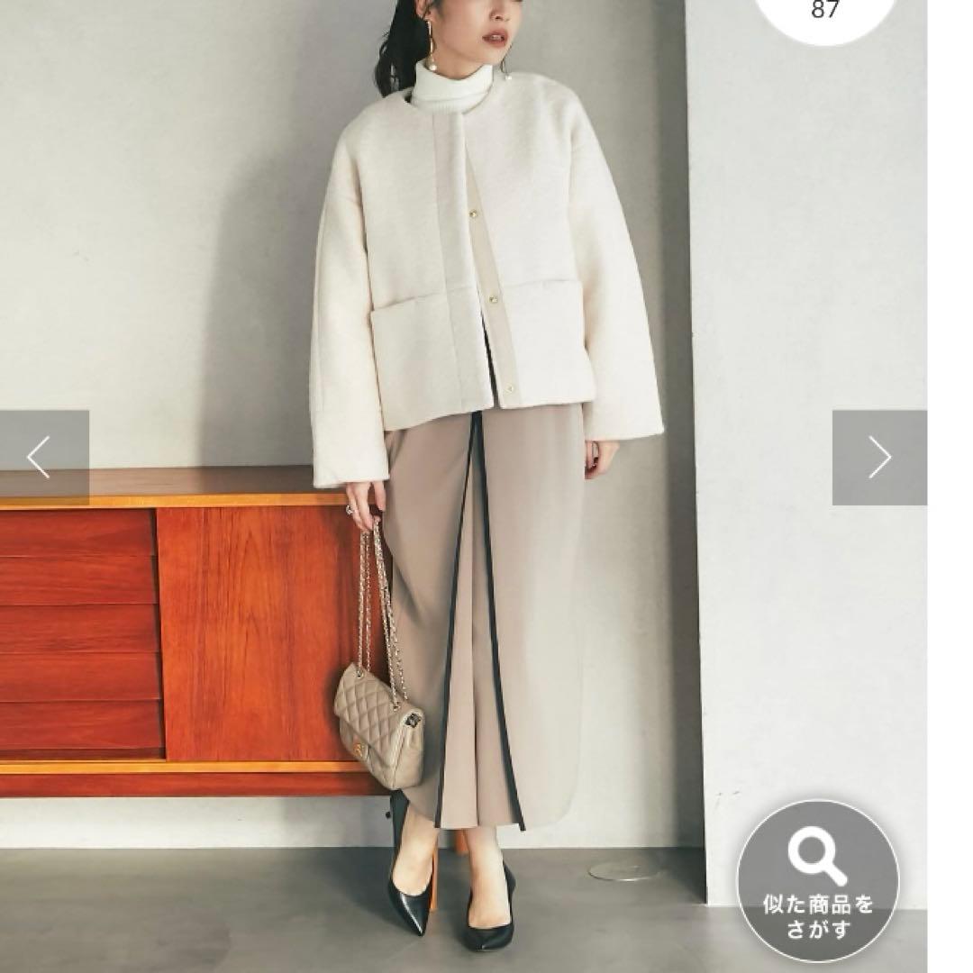 美品✨ラブティックボンボン ライトウェーブブルゾン ノーカラーコート ジャケット