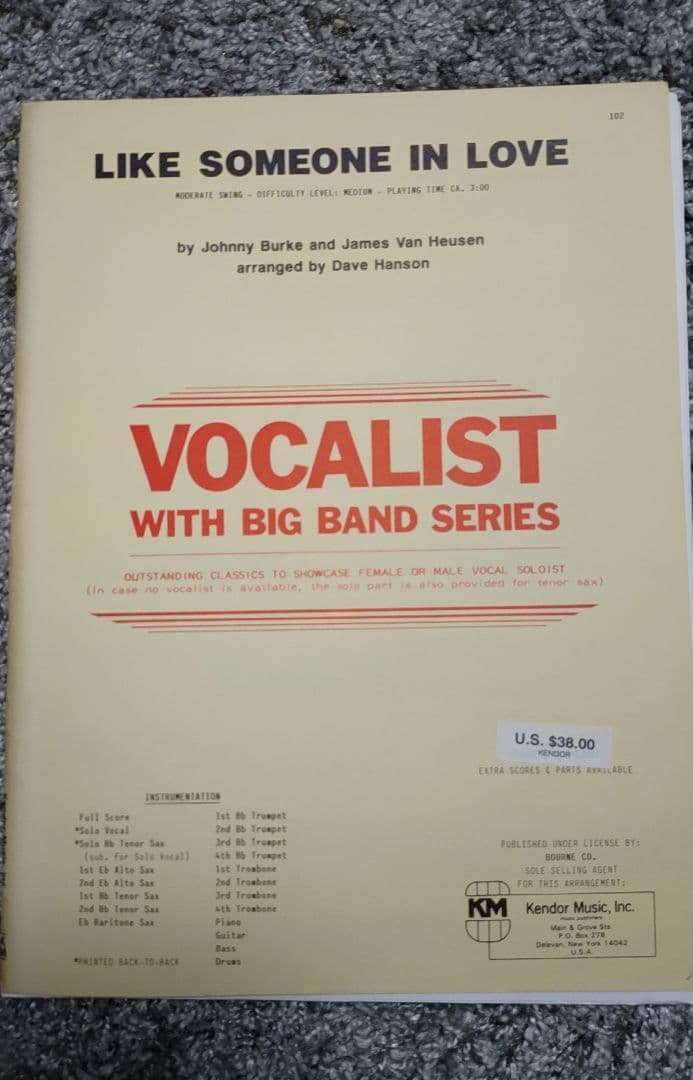 ボーカル　ビッグバンド譜面：LIKE SOME ONE IN LOVE
