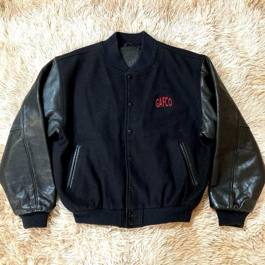 90’s ビンテージ Golden Bear スタジャン 袖レザー ブラック