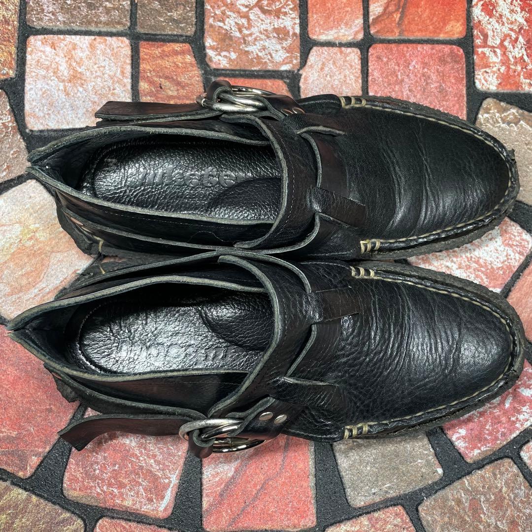 ユケテン　本革　デッキシューズ　ローファー　スリッポン　クレープソール　黒　26