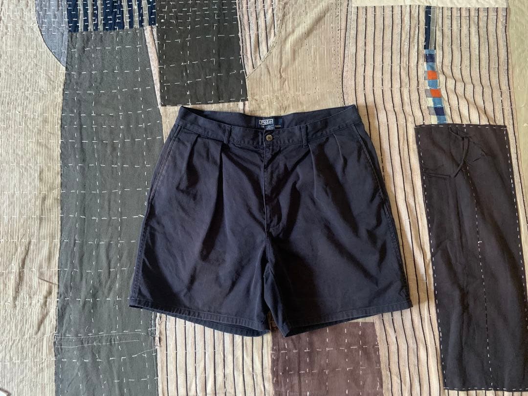 90s W34 POLO CHINO vtg 2タック ショーツ ラルフ 紺