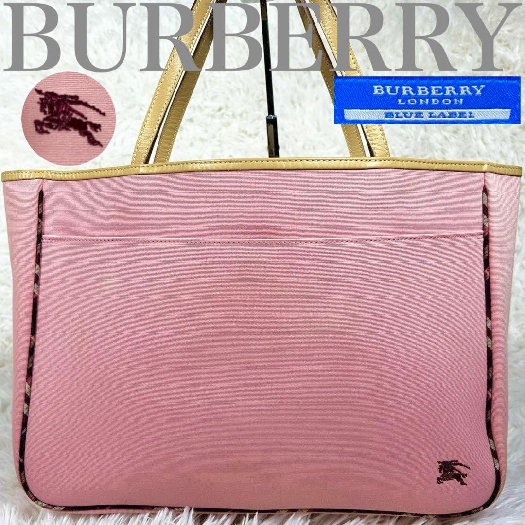 美品✨バーバリーブルーレーベル トートバッグ ノバチェック ホースロゴ 大容量